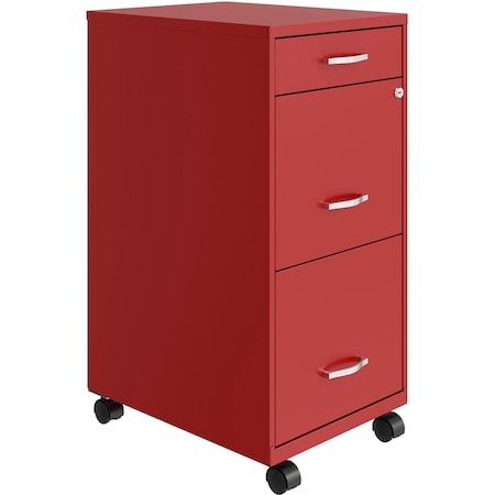 Nusparc 3-Drawer Mobile Vertical File Cabinet, 14.2" x 18" x 29.5", Red NPRVF318BMRD